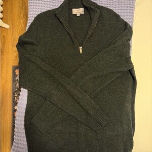 Marks & Spencer Men's Forest Green Zip-Up Sweater